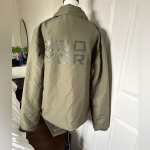 Zoo York Coach Jacket Olive Green Snap Front Logo Streetwear Size L